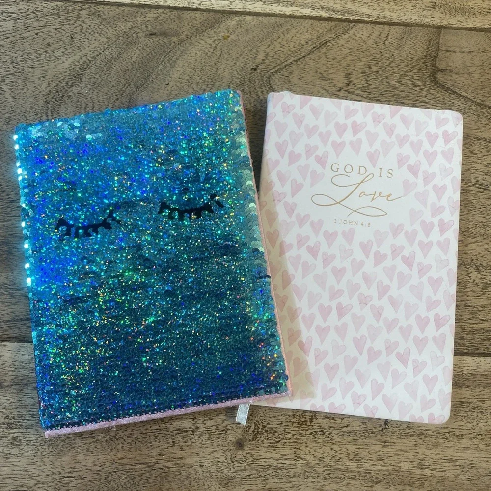 Pen + Gear Notepad Lined Journal Lot Of 2 And Sequin Cover